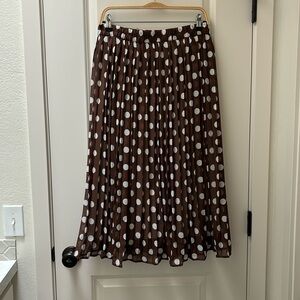 Vintage polka dot pleated midi skirt